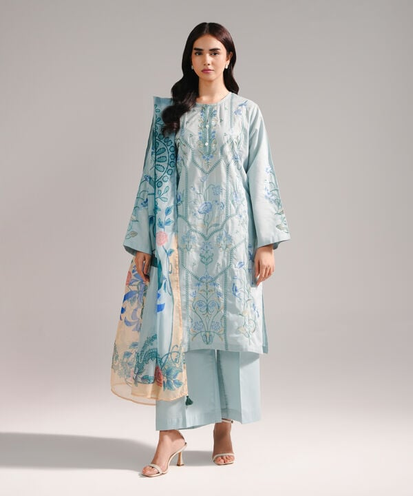 3 Piece - Embroidered Zari Lawn Suit