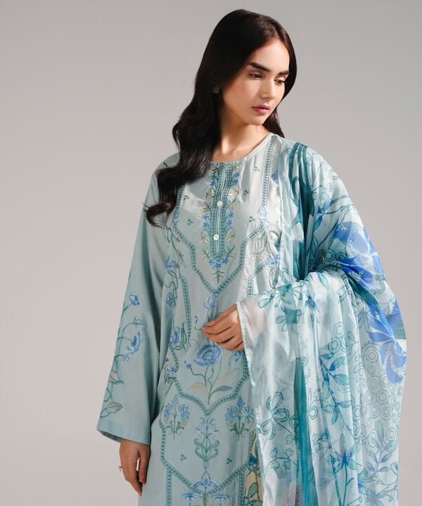 3 Piece - Embroidered Zari Lawn Suit