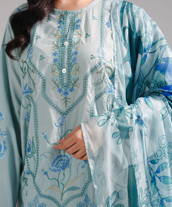 3 Piece - Embroidered Zari Lawn Suit