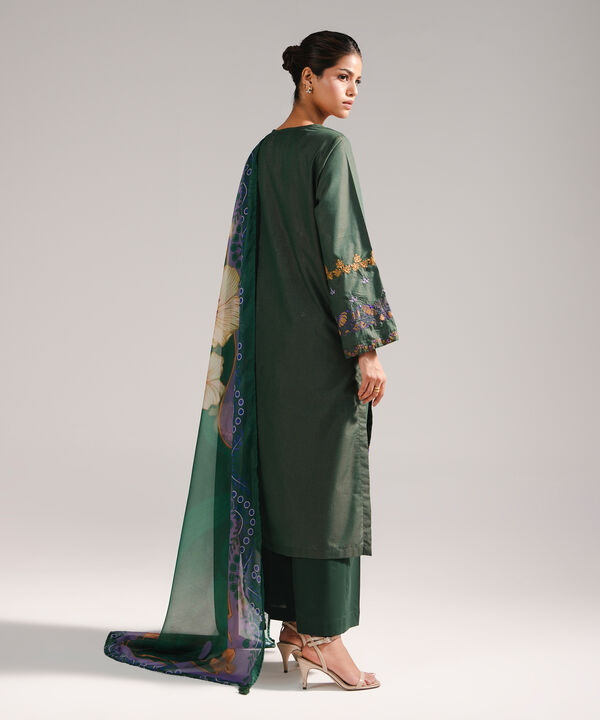 3 Piece - Embroidered Zari Lawn Suit