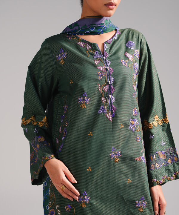 3 Piece - Embroidered Zari Lawn Suit
