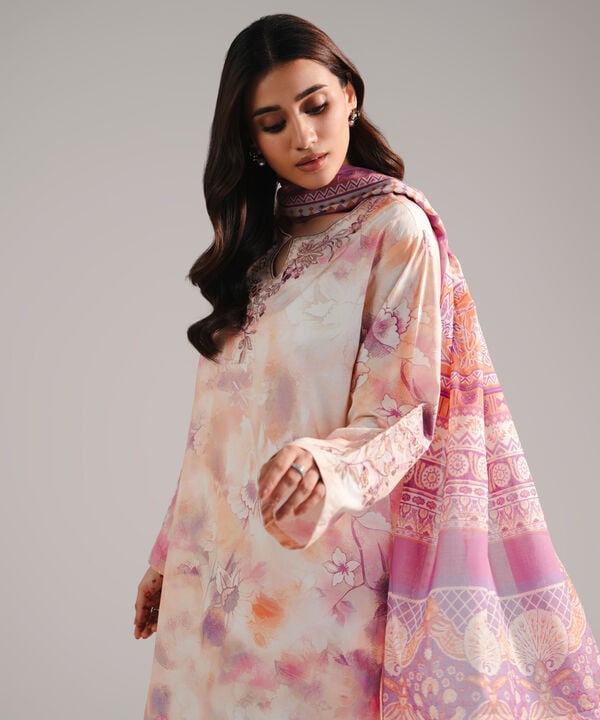 3 Piece - Embroidered Cambric Suit