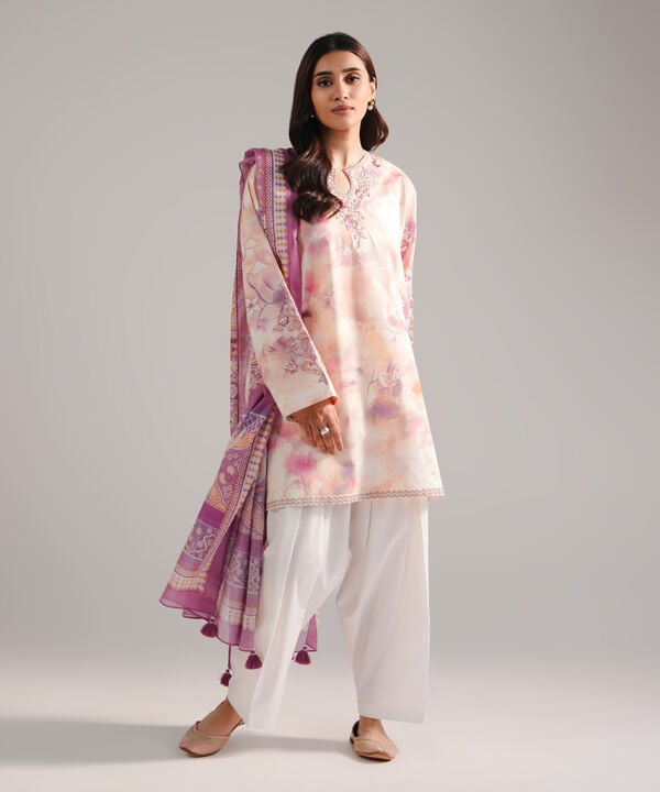 3 Piece - Embroidered Cambric Suit