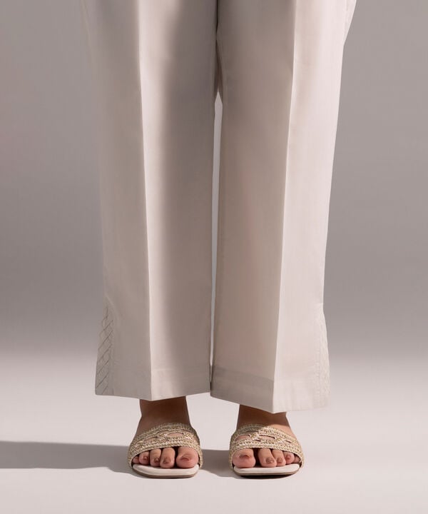 Solid Poplin Straight Pants