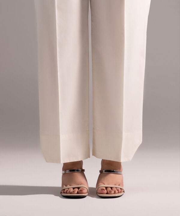 Solid Poplin Straight Pants