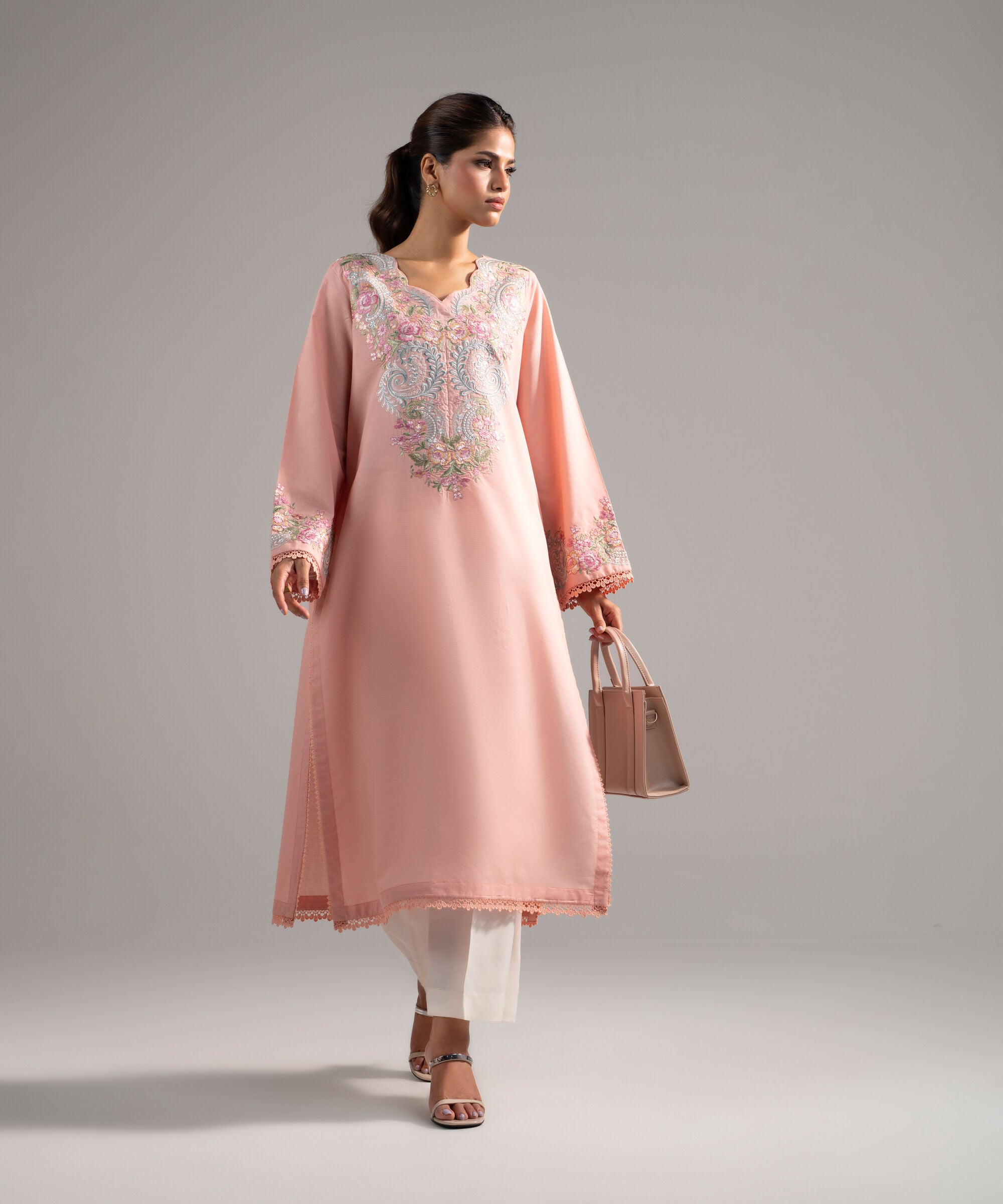 Embroidered Zari Lawn Shirt