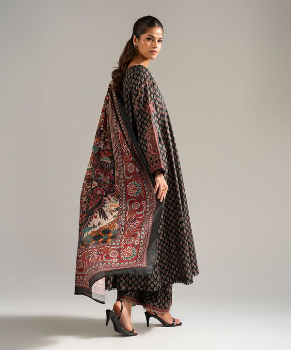 3 Piece - Embroidered Dobby Suit