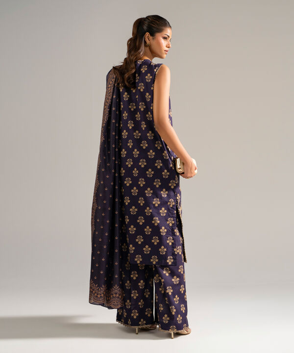 3 Piece - Embroidered Dobby Suit
