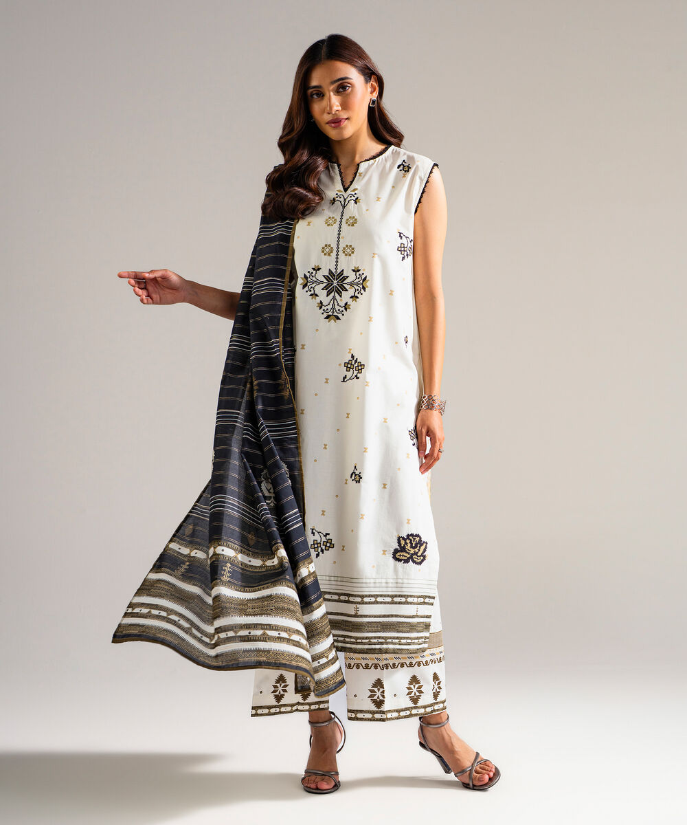 Printed Zari Cotton Dupatta