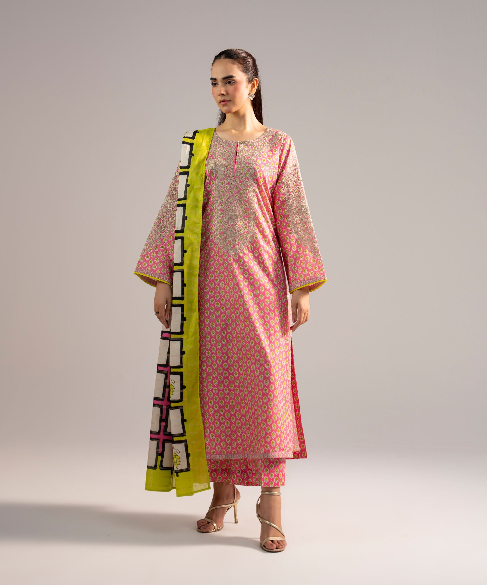 Printed Zari Lawn Dupatta