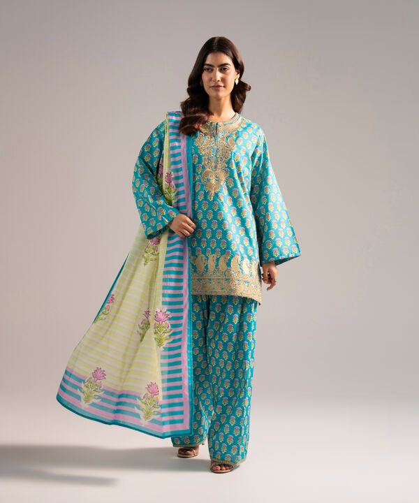 Printed Zari Lawn Dupatta