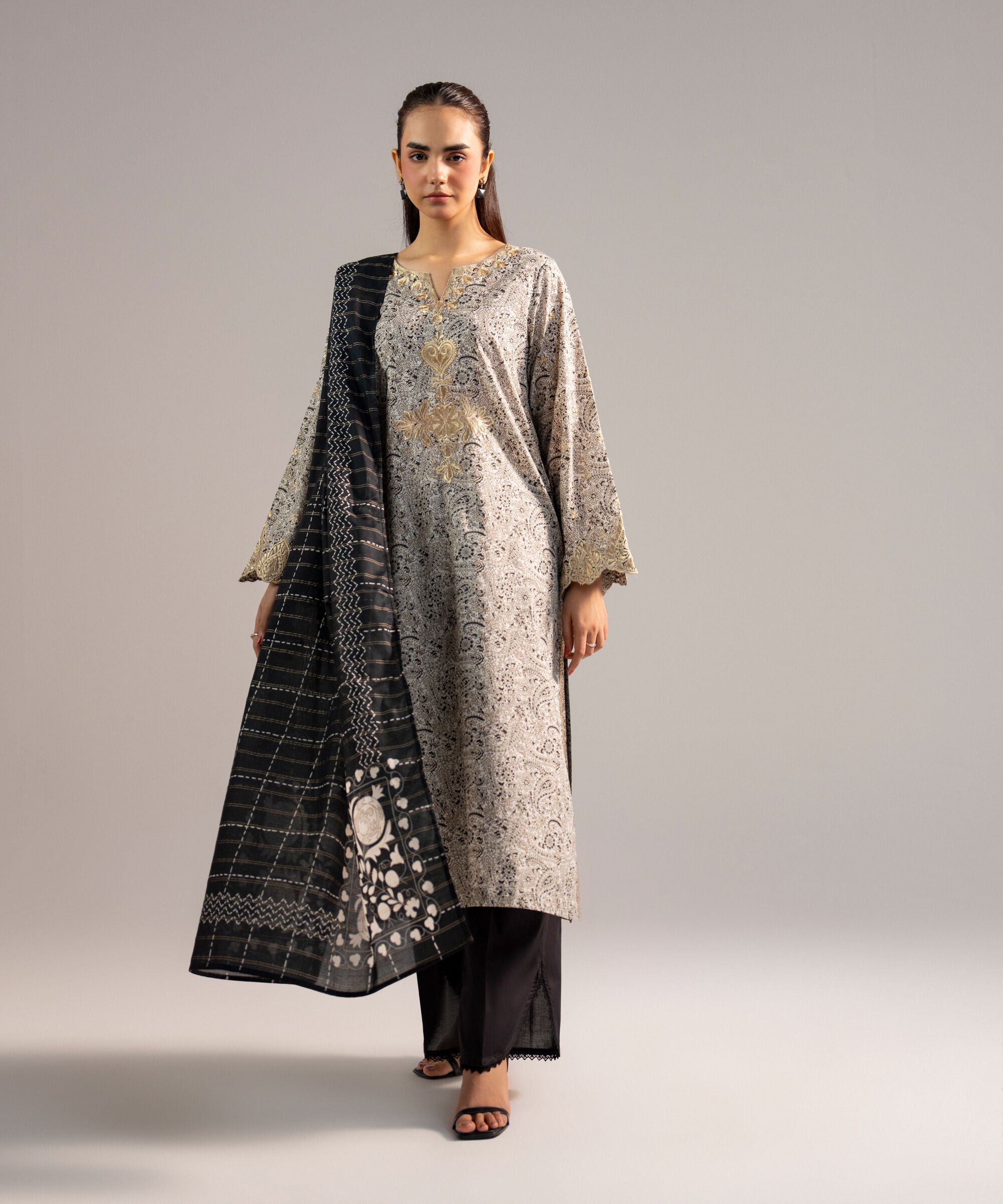 Printed Zari Lawn Dupatta