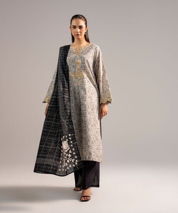 Printed Zari Lawn Dupatta