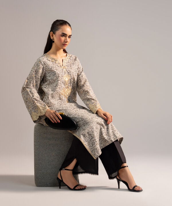 Embroidered Zari Lawn Shirt