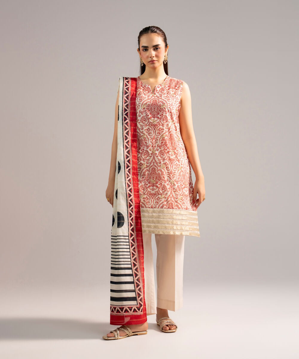 Printed Zari Cotton Dupatta