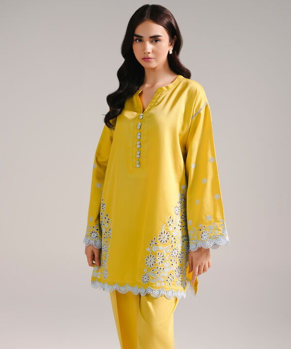 Embroidered Cotton Satin Shirt