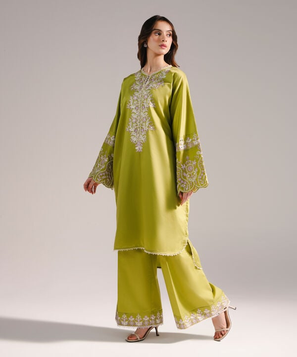 Embroidered Cotton Satin Shirt