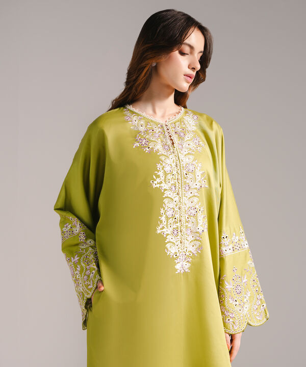 Embroidered Cotton Satin Shirt