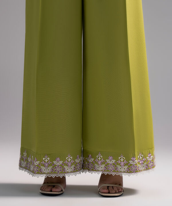 Embroidered Cambric Flared Pants
