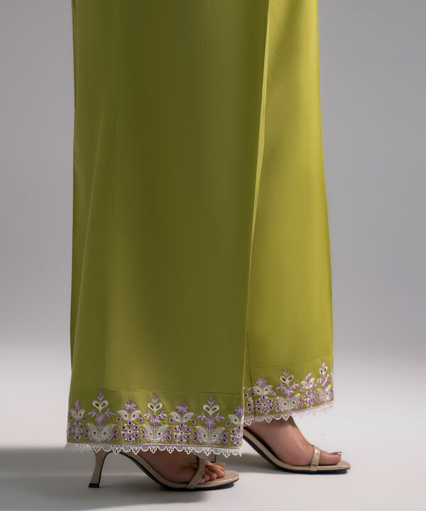 Embroidered Cambric Flared Pants