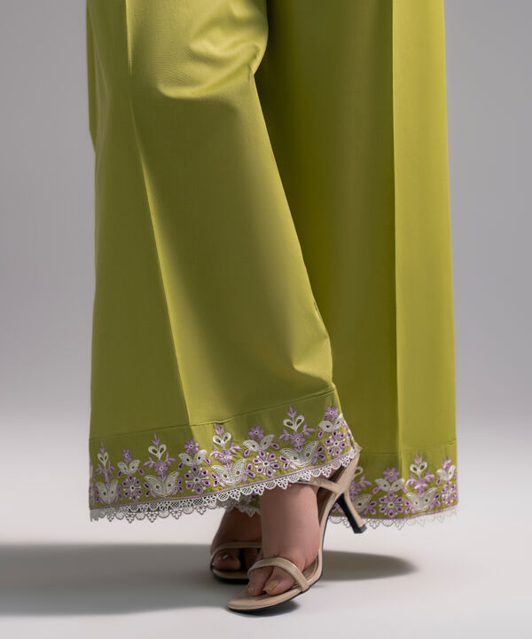Embroidered Cambric Flared Pants