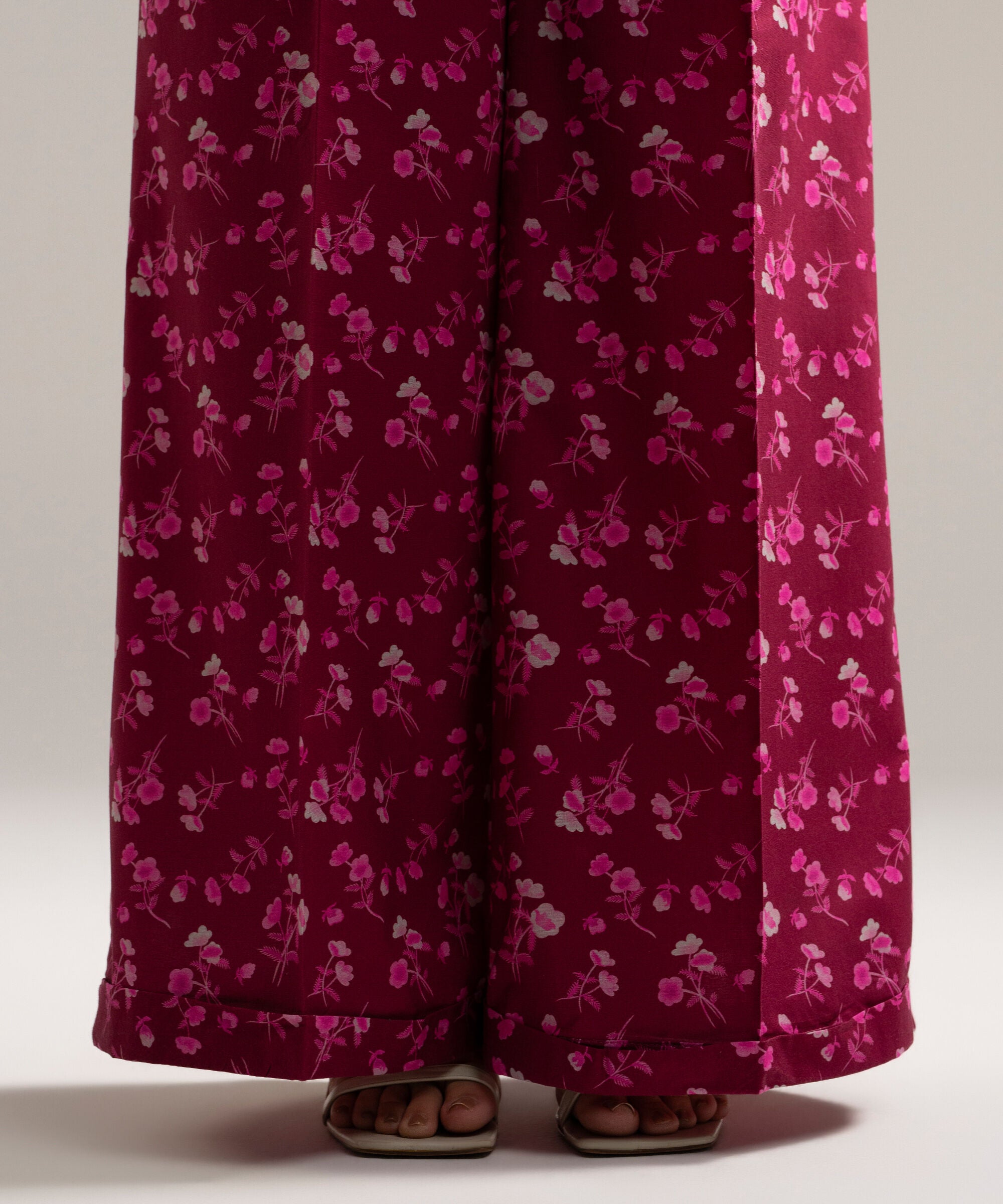 Women's RTW Cambric Printed Plum Flared Pants