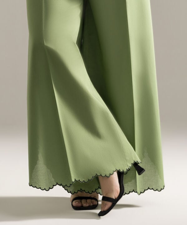 Embroidered Cambric Flared Pants