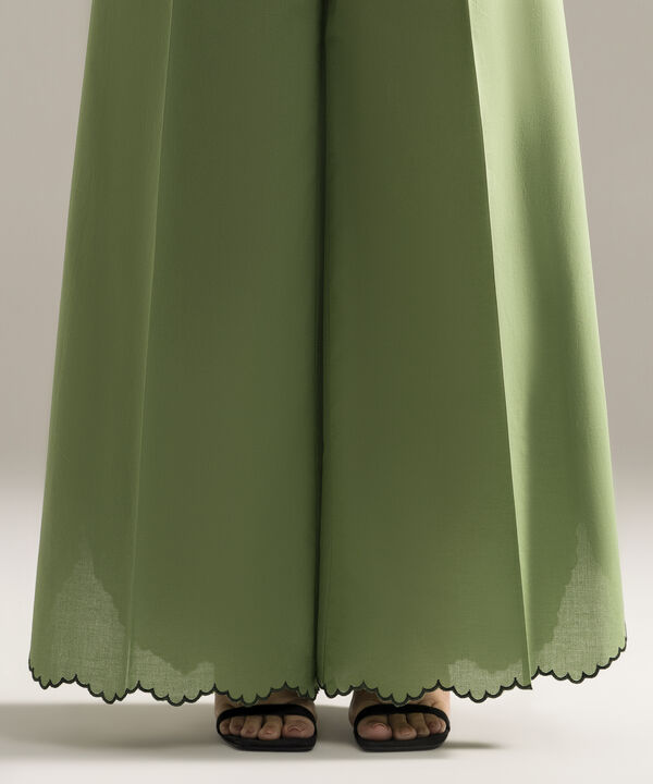 Embroidered Cambric Flared Pants