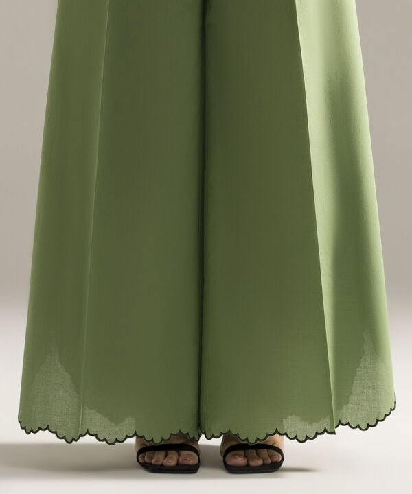 Embroidered Cambric Flared Pants