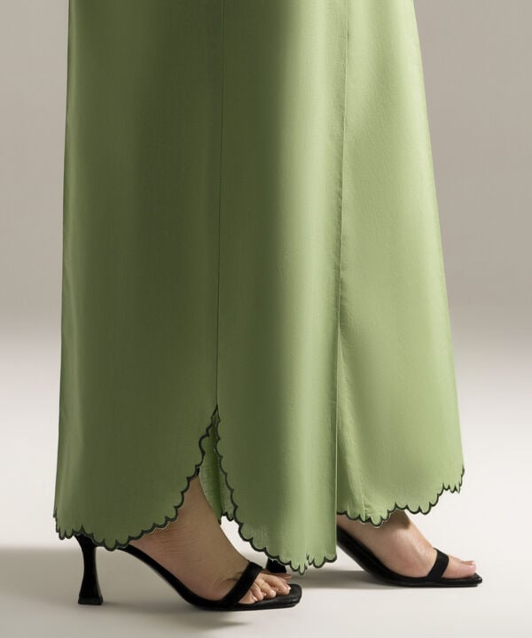 Embroidered Cambric Flared Pants