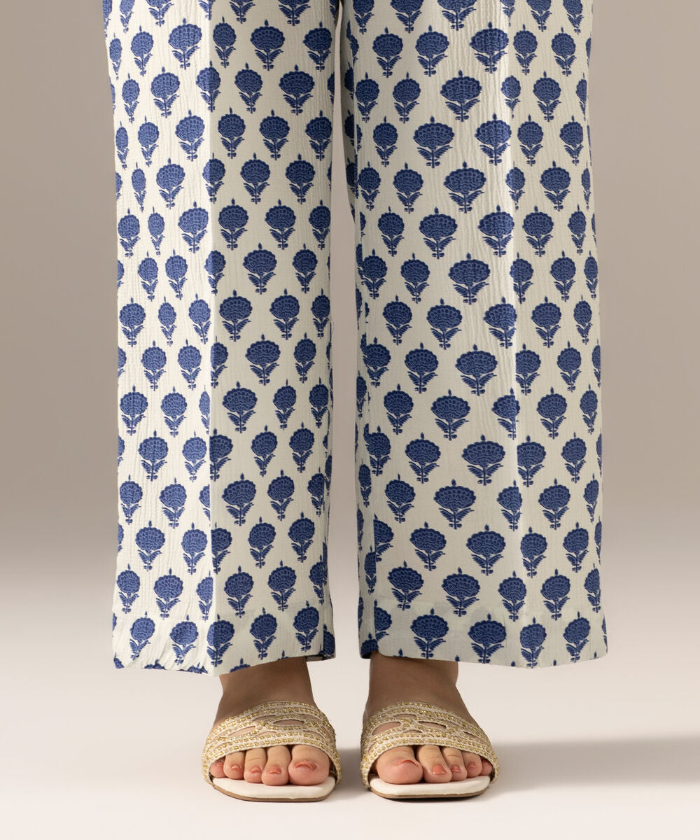 Printed Seersucker Straight Pants PRW26CTV701T