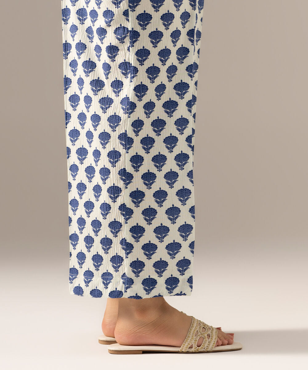 Printed Seersucker Straight Pants PRW26CTV701T