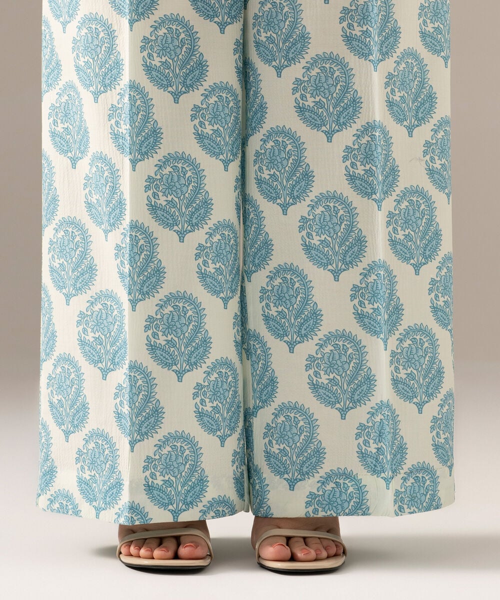 Printed Seersucker Flared Pants PRW26CTV704T