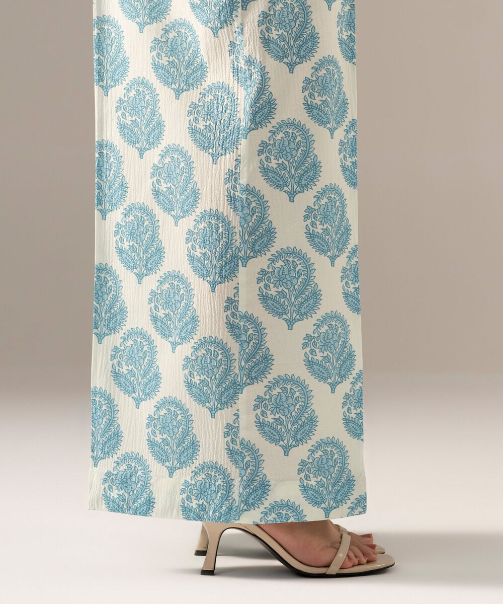 Printed Seersucker Flared Pants PRW26CTV704T