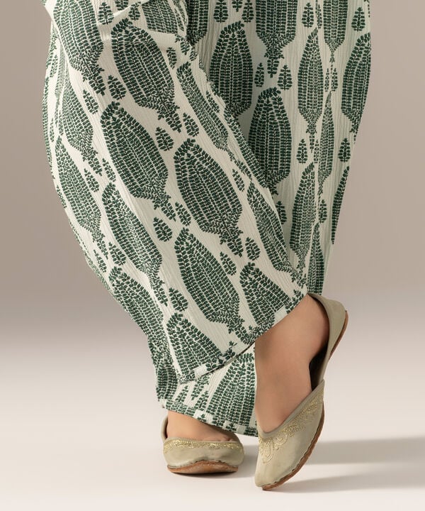 Printed Seersucker Farshi Shalwar