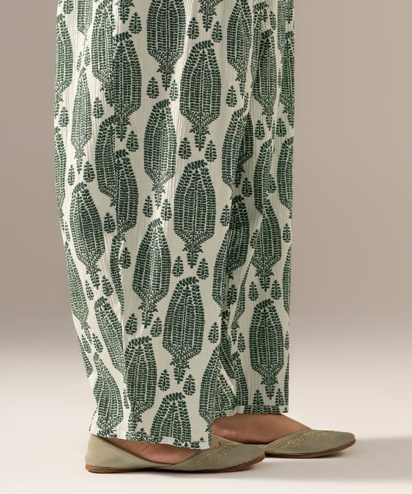 Printed Seersucker Farshi Shalwar