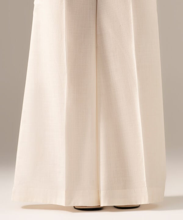 Solid Crosshatch Flared Pants