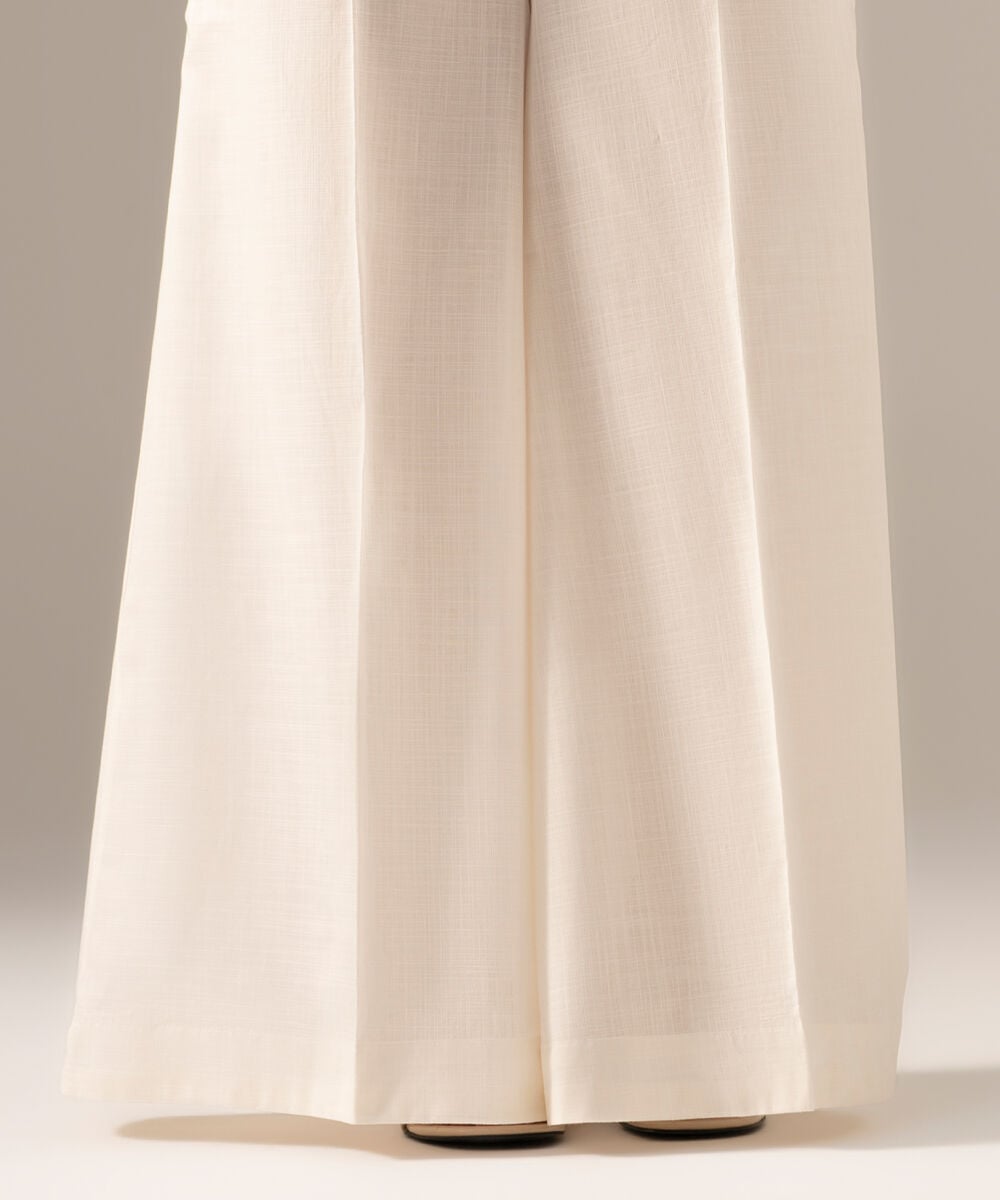 Solid Crosshatch Flared Pants PRW26CWMV91T