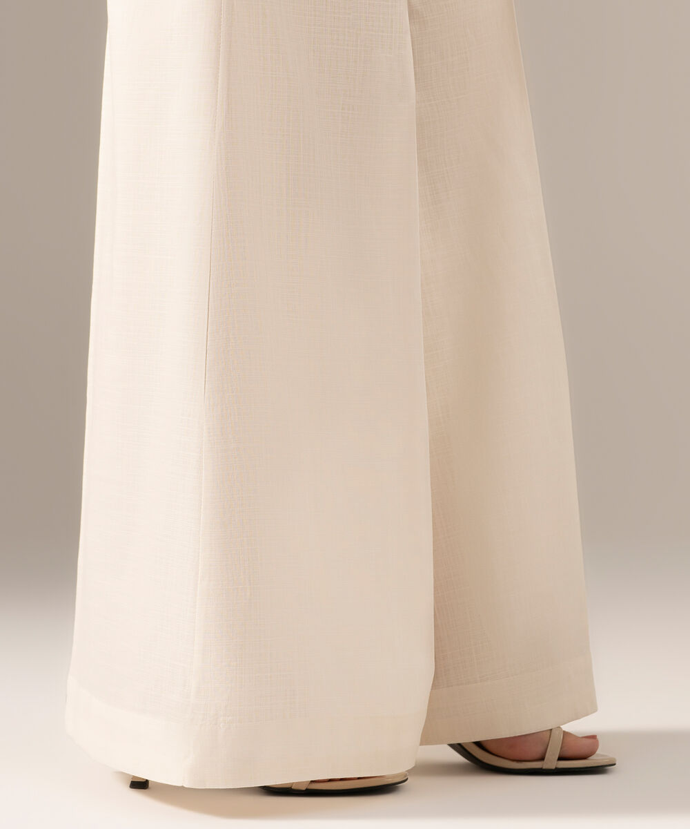 Solid Crosshatch Flared Pants PRW26CWMV91T