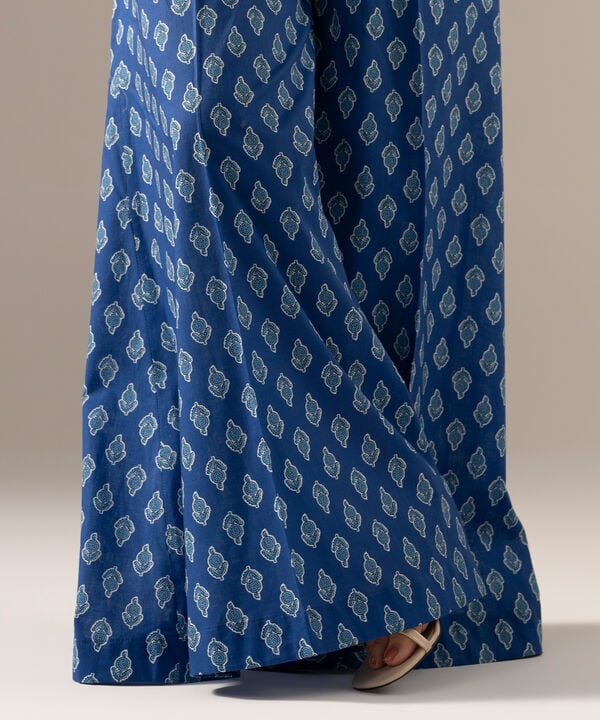 Printed Crosshatch Flared Pants