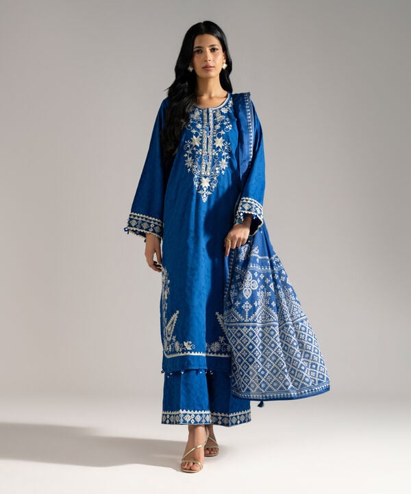 3 Piece - Embroidered Jacquard Suit