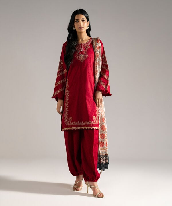 3 Piece - Embroidered Jacquard Suit