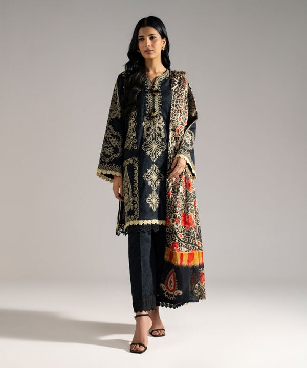 3 Piece - Embroidered Jacquard Suit