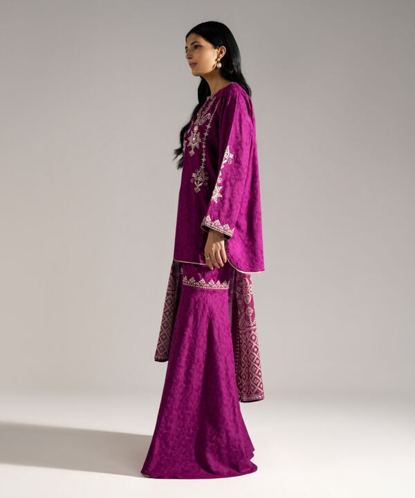 3 Piece - Embroidered Jacquard Suit
