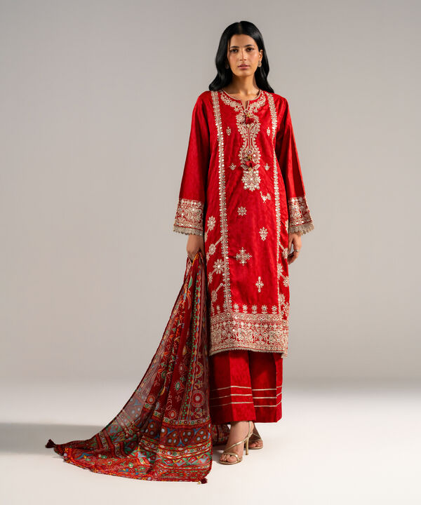 3 Piece - Embroidered Jacquard Suit