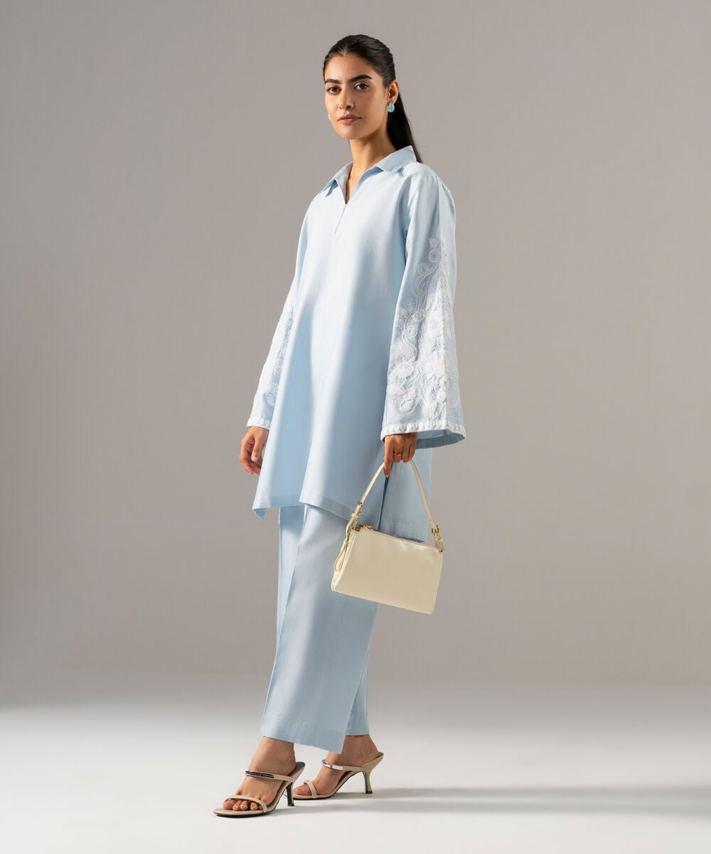 2 Piece - Embroidered Cotton Linen Suit PRW26SCSTV89