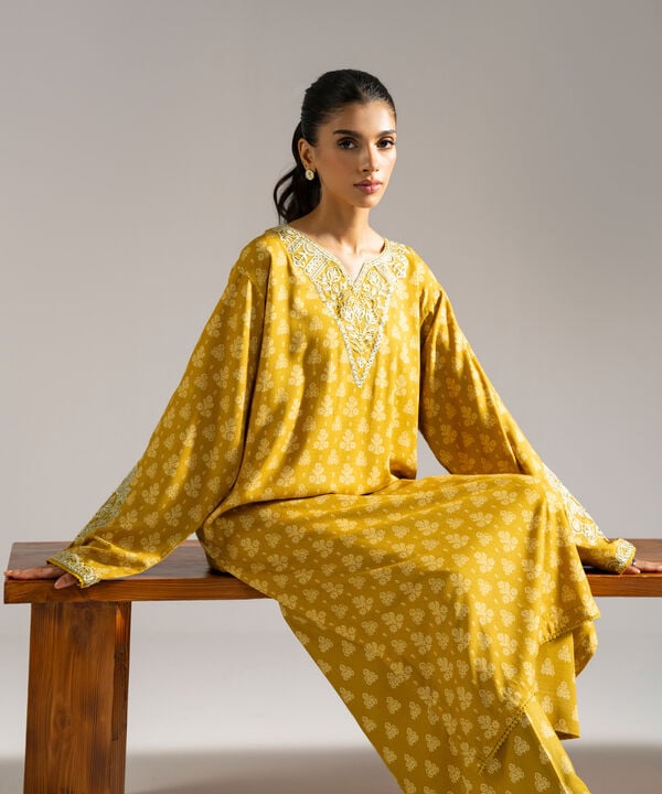 2 Piece - Embroidered Arabic Dobby Suit