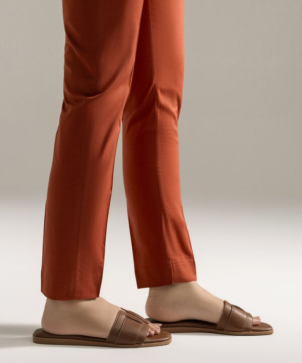 Solid Cambric Straight Pants