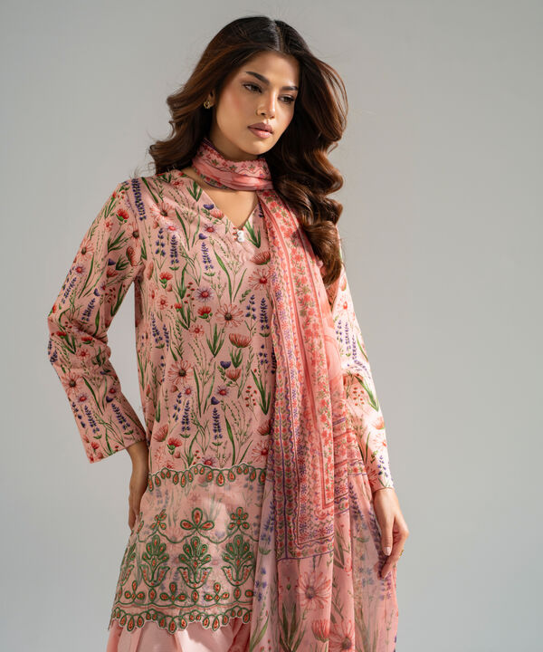 3 Piece - Embroidered Dobby Suit