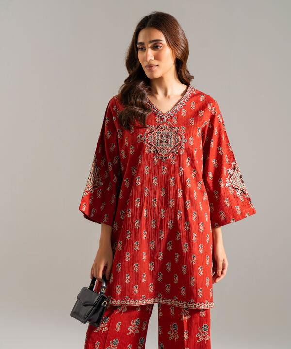2 Piece - Embroidered Seersucker Suit